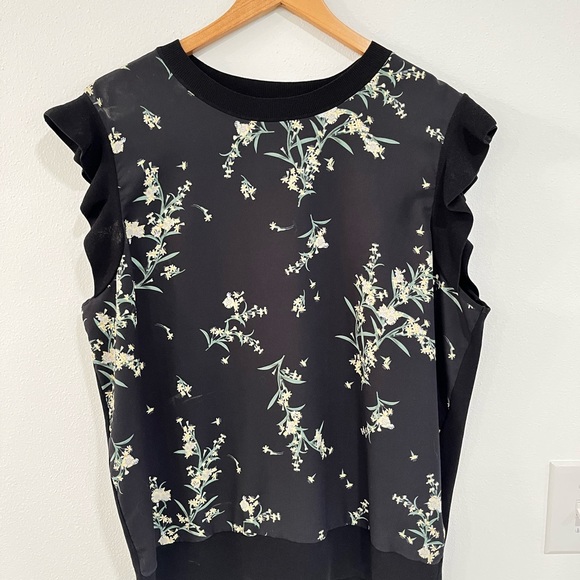 TED BAKER black ruffle sleeve floral blouse size 5 - Picture 5 of 9